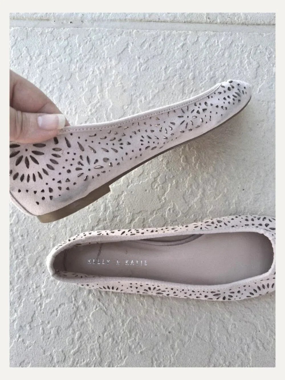 Balletcore Romantic Kelly & Katie Blush Laser Cut Ballet Flats Perforated 10